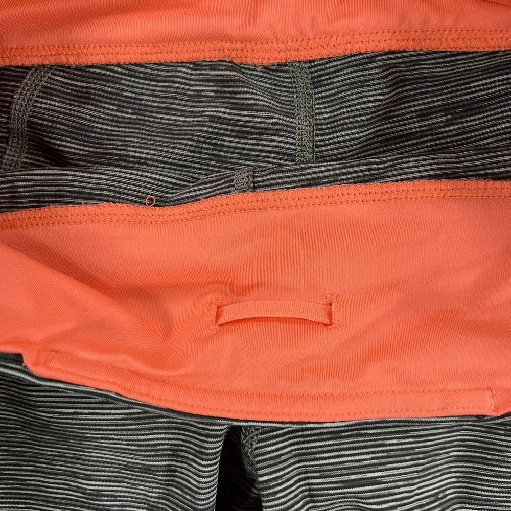 Lululemon Pants Womens 8 Gray Black Orange Speed Tight Leggings Striped Athletic - Picture 16 of 16